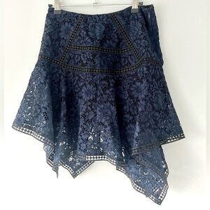 Veronica Beard Navy Lace Mini Skirt